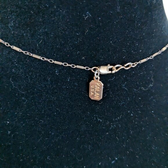 Kalan Peach Faceted Stone Dangle Necklace Wire Wrap Bar Link Chain Delicate Boho - Picture 5 of 7